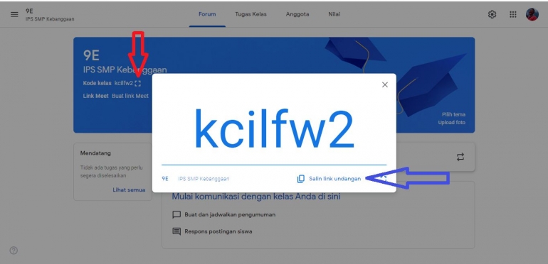 Sumber: screenshot/classroom.google.com