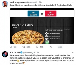 Permintaan maaf Domino's yg dikutip media. Sumber: www.mirror.co.uk