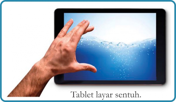 Tablet layar sentuh. Diadaptasi dari buku: Periodic Table Book - A Visual Encyclopedia, hlm. 137.