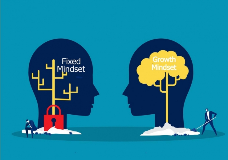 Ilustrasi fixed mindset dan growth mindset. Sumber: stockadobe.com