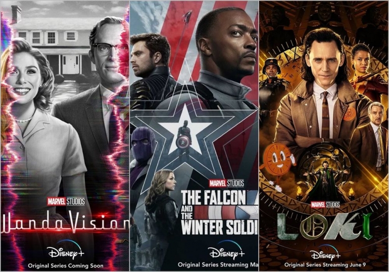 WandaVision, Falcon and the Winter Soldier, dan Loki | sumber: DeskJabar, CNBC, dan Loyola Maroon; diolah pribadi