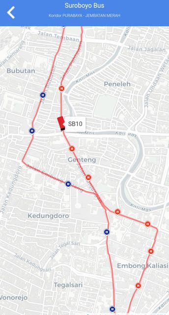 Cek posisi bus pada aplikasi Go Bis. - Dokumen Pribadi