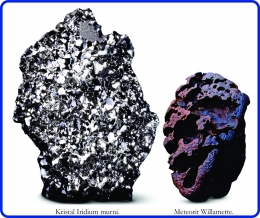 Kristal Iridium murni dan Meteorit Willamette. Diadaptasi dari: buku Periodic Table Book - A Visual Encyclopedia, hlm. 92.
