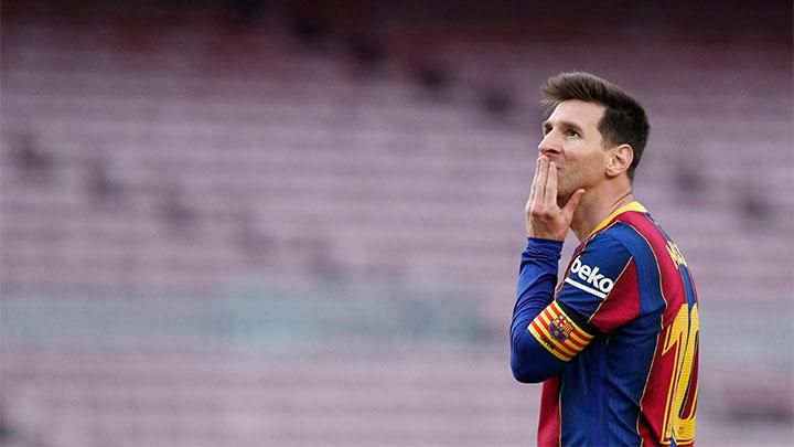 Ekspresi kecewa pemain Barcelona, Lionel Messi  REUTERS/Albert Gea