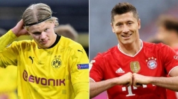 Dua pemain incaran Chelsea, Erling Haaland dan Robert Lewandowski (sumber: lampung.tribunnews.com)