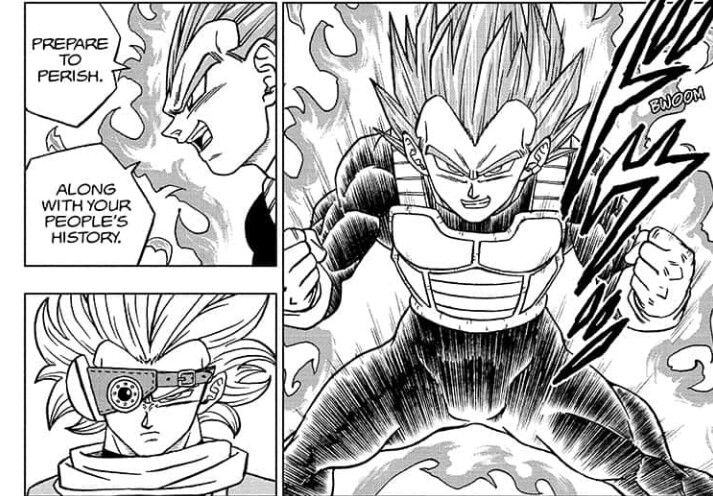 Salah satu cuplikan Vegeta melawan Granolah dalam manga Dragon Ball Super Chapter 74. Via tangkap layar (mangaplus.shuiesha.jp)