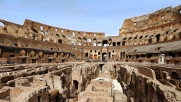 Ruang bawah tanah Colosseum yg direstorasi dari dana sponsor Tod's. Sumber: Getty/www.cntraveler.com