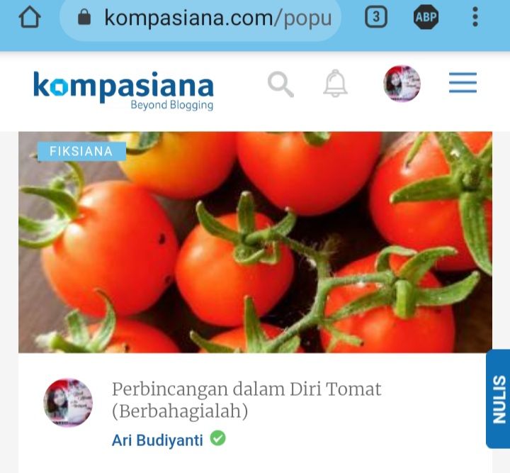 Dokpri tangkap layar Kompasiana Puisi Hati Ari Budiyanti tentang Tomat