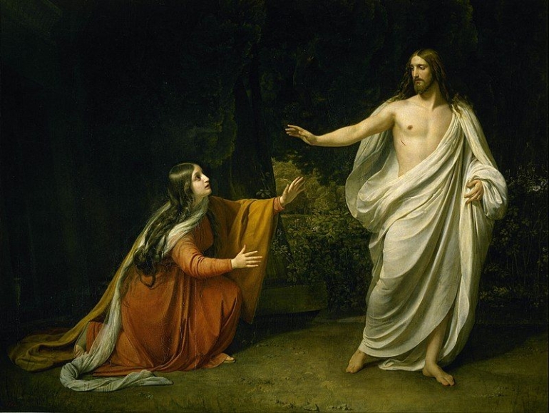 Lukisan Appearance of Jesus Christ to Maria Magdalena (1835) oleh Alexander Andreyevich Ivanov [domain publik]