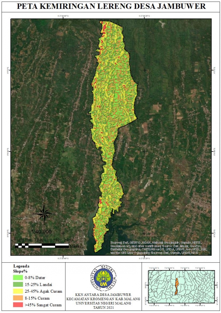 Peta Kemiringan Lereng Desa Jambuwer (Dok. pribadi)
