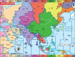 Peta zona waktu Asia. Perlu diketahui, Korea Utara saat ini pakai zona waktu UTC+9. Sumber gambar: Twitter.