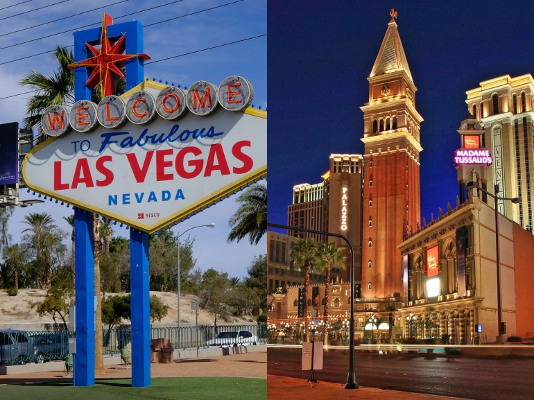 Kolase foto Las Vegas sign & The Venetian Hotel - Las Vegas. Sumber: dokumentasi pribadi