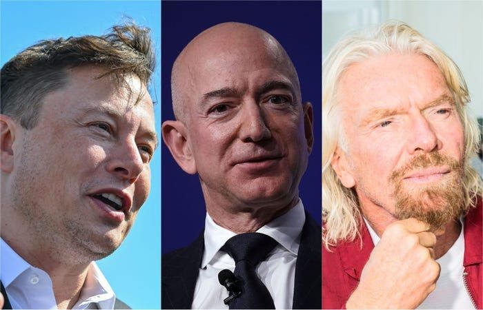 Richard Branson, Elon Musk, dan Jeff Bezos. | Businessinsider.com