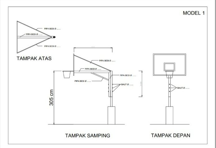 Desain kerangka ring basket