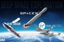 Gambar ilustrasi spaceX, Blue Origin dan Virgin Galactic. Sumber: boldbusiness.com