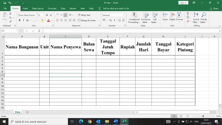 Ilustrasi tabel data piutang (olahan pribadi)