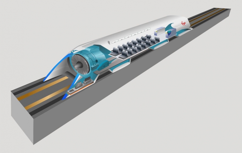 Lukisan konsep cara kerja bagian dalam hyperloop. Sumber: https://en.wikipedia.org/wiki/Hyperloop#/