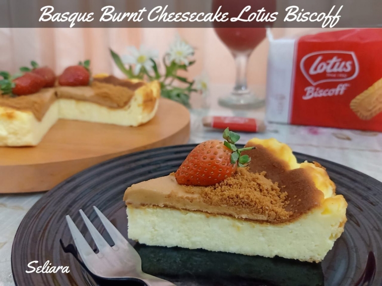 Ilustrasi kue Basque Burnt Cheesecake Lotus Biscoff | Dokpri