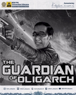 Meme Jokowi The Guardian of Oligarch di medsos BEM Unud (Foto: akurat.com)