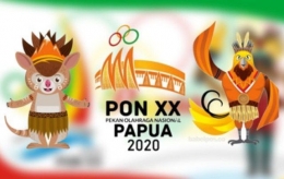 Gambar 2. Logo, Tagline, dan Maskot PON XX (Sumber: Bali Express)