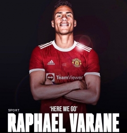 Raphael Varane deal pindah dari Real Madrid menuju Manchester United. (Sumber: screenshot dari Instagram @fabriziorom).