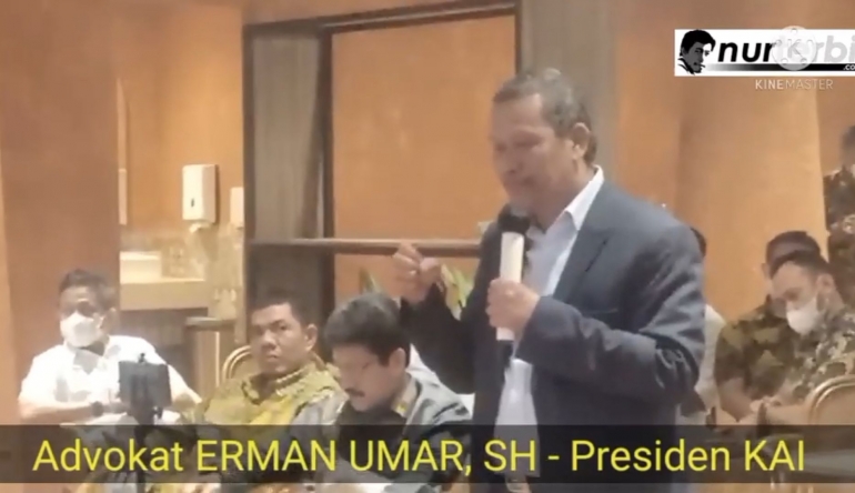 Teks foto : Presiden DPP KAI, Erman Umar SH (foto : Nur Terbit)