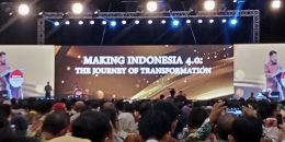 Yusuf kalla menyampaikan pidato pembukaan di INDONESIA INDUSTRIAL SUMMIT 2019 di ICE BSD 15 April 2019/dokpri