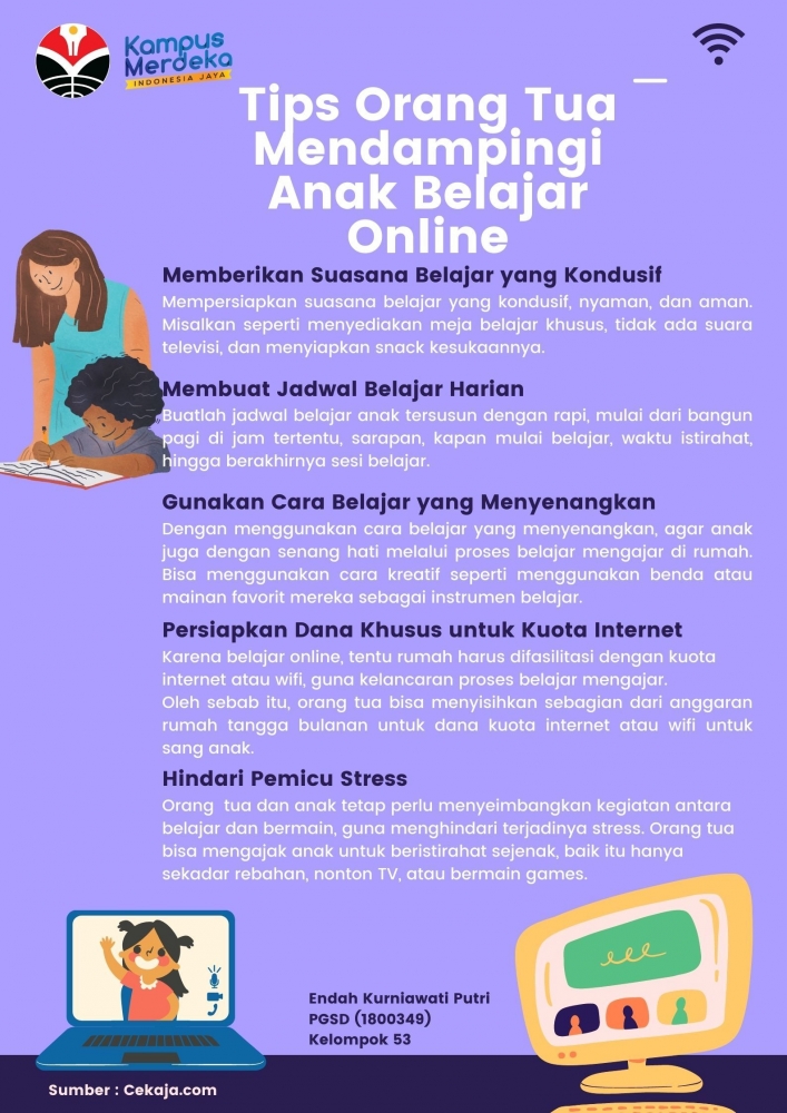 Poster Tips Orang Tua Mendampingi Anak Belajar Online (dokpri)