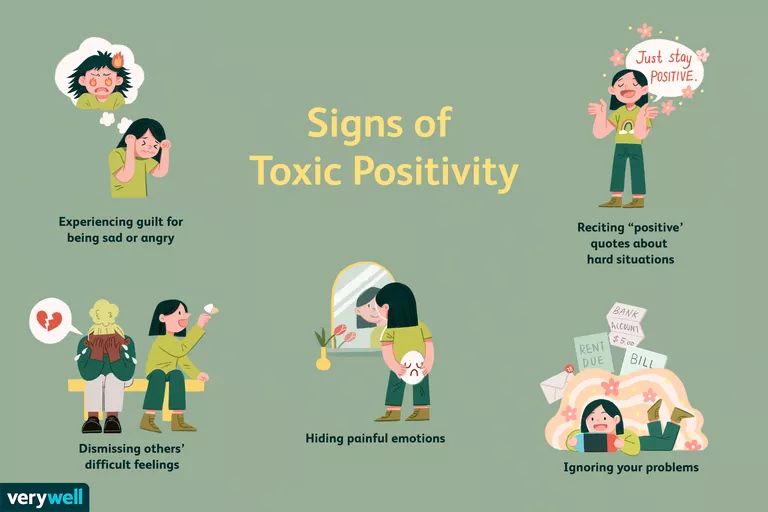 Tanda-tanda toxic positivity. Sumber: Verywellmind
