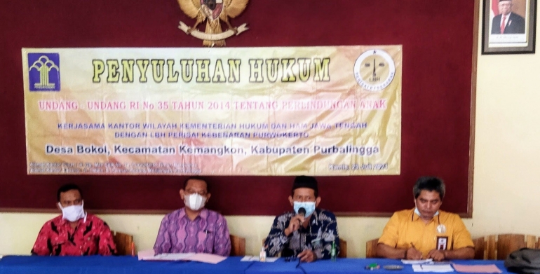 SAMBUTAN : Ketua Panitia Pelaksana Penyuluhan Hukum LBH-PK Hartomo,SH.,MH/dokpri