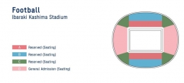 Denah Stadion Ibaraki Kashima, dengan pembagian lokasi penontonnya. | olympictickets.2020.com