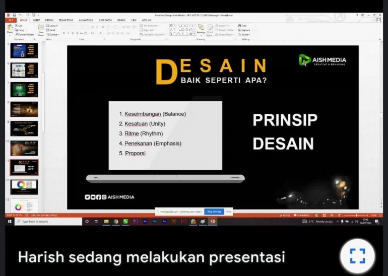 Penyampaian Materi oleh Harish Ashfa El-Hakim (dokpri)