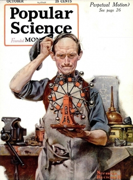 Majalah Popular Science edisi Oktober 1920, tentang gerakan perpetual. Sumber: Norman Rockwell