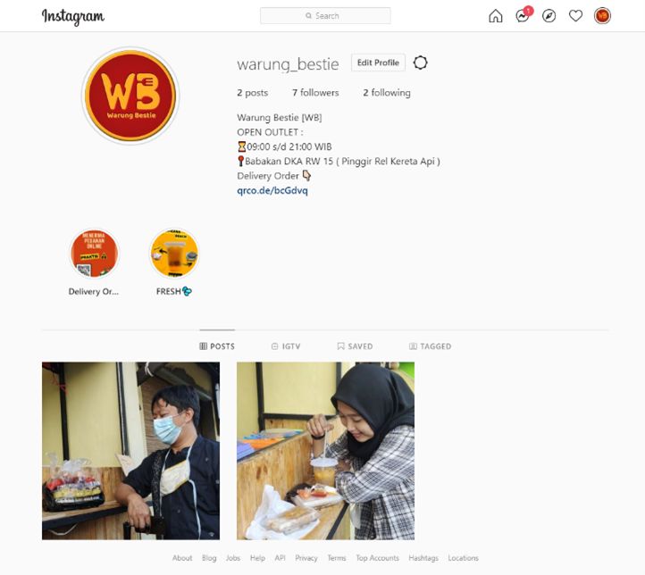 Screenshoot Akun Media Sosial bisnis Warung Bestie (Dok. Pribadi)