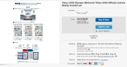 Prangko Olimpiade Tokyo 2020 ini, sudah dijual di ebay dengan harga Rp.2.000.000 atau US$138.00. Padahal, pertandingan2 masih akan berlanjut sampai selesai. | ebay.com