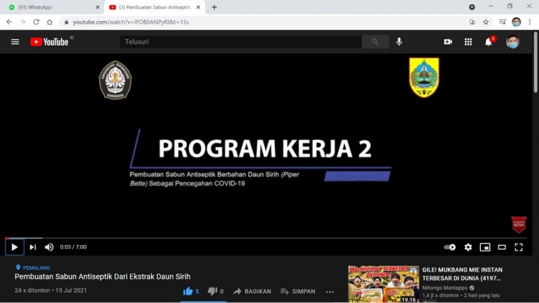 Gambar 3. Video Tutorial Pembuatan Sabun Antiseptik/dokpri