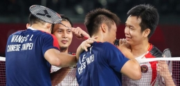 The Daddies usai menghadapi Lee/Wang di semi final Olimpiade Tokyo: badmintonindonesia.org