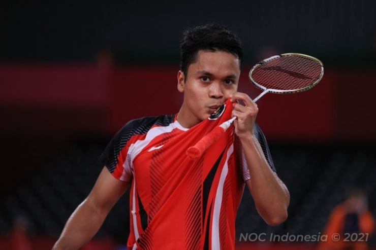 Anthony Ginting ke Semifinal Olimpiade Tokyo I gambar : Kompas.com