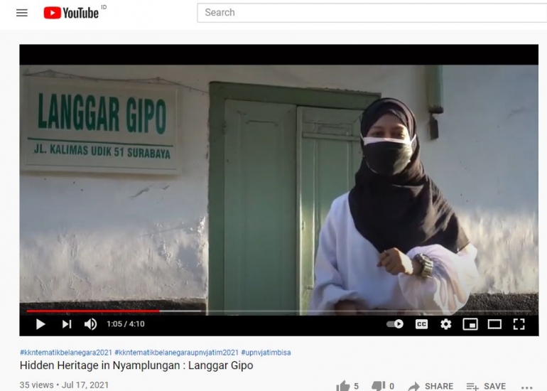 Pengenalan Langgar Gipo lebih difokuskan kearah platform youtube karena menggunakan video sebagai sarana utama. Foto : Dok. KKN Kelompok 40 UPNVJT