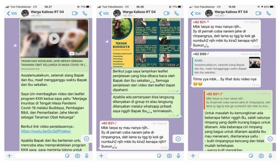 Dokpri/Pembagian video dan leaflet, serta sesi tanya jawab melalui whatsapp group