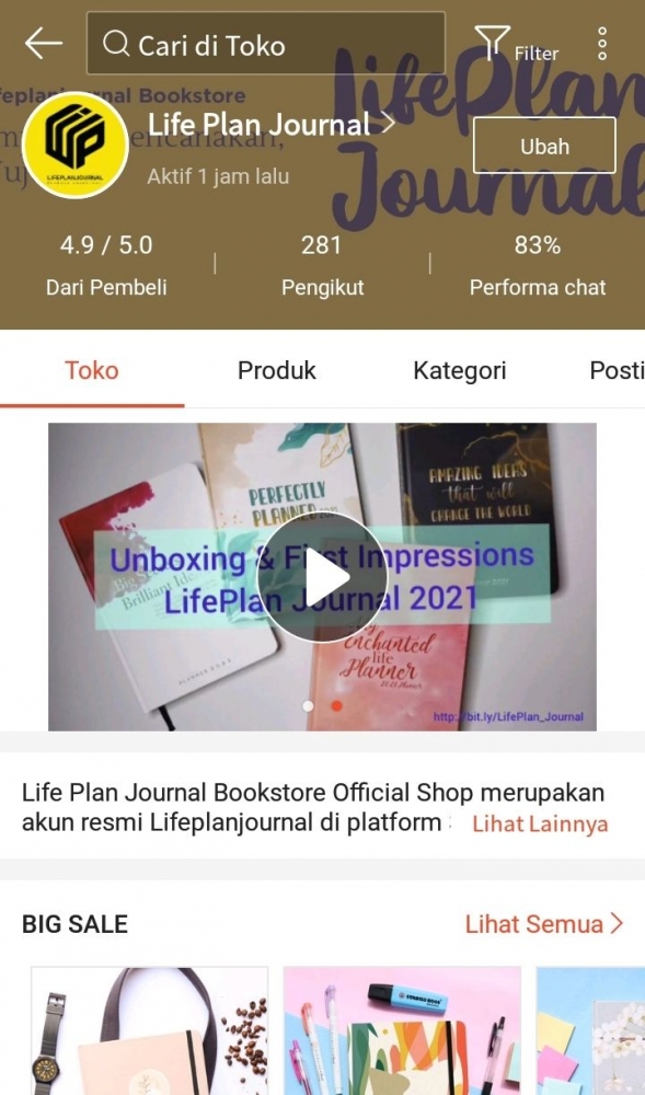 Akun Shopee UMK Lifeplanjournal