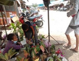 Gambar 2. Ilustrasi Mama - Mama Papua berjualan Bunga Hias di Pinggir Jalan/dokpri