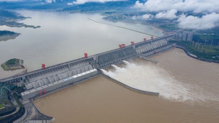 The Three Gorges dam is discharging flood. Yichang City, Hubei Province, China, July 2. (Costfoto/Barcroft Media via Getty Images) 