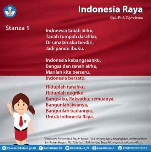 Lirik Lagu Indonesia Raya Foto: dok. Kemendikbud via kumparan.com