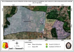 (Gambar 2. Peta Persebaran Kasus Positif Covid-19 Kelurahan IX Korong, Kecamatan Lubuk Sikarah, Kota Solok). Dokpri