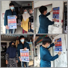 Mahasiswa KKN UNDIP Melakukan Penyuluhan dan Penempelan Poster Bersama Pemilik Warung Terdekat RT. 14/RW.01 Kecamatan Banjarmasin Timur (dokpri)
