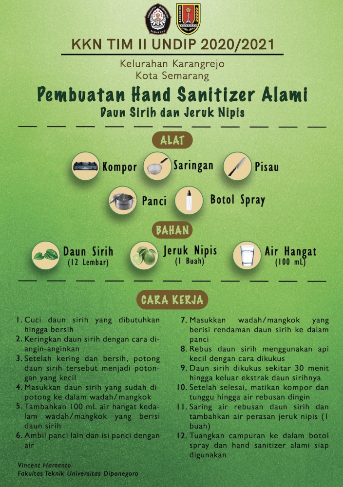 Panduan Pembuatan Hand Sanitizer secara Alami menggunakan Daun Sirih dan Jeruk Nipis /dokpri