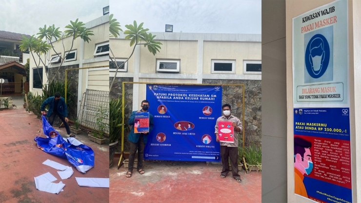 Dokpri| Pemasangan banner/spanduk dan penempelan poster yang merupakan media Program Kerja 1 KKN Rayhan Arif Hadi Pratama