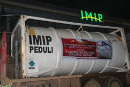 Bantuan ISO tank oksigen untuk Sulawesi Tengah dari PT IMIP. Sumber Foto: Palu Poso