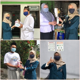 Pemberian masker, handsanitizer dan handwash untuk musala dan warung serta penempelan poster  di RT 01 RW 05 Sidorejo Lor, Salatiga 
